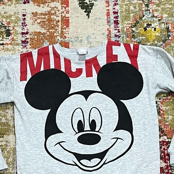 Women's Mickey Mouse Gray Disney World Gray Cartoon Crewneck Sweatshirt - Picture 2 of 5